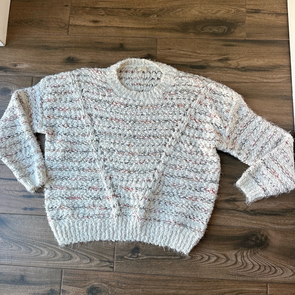 Altar'd State Textured Knit Sweater - Cream and multicolor